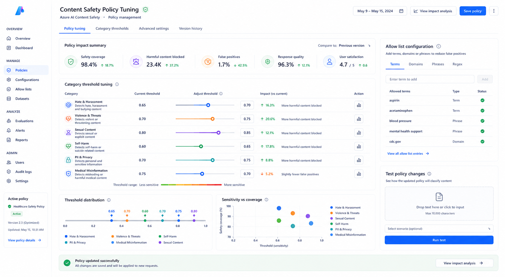 AI Content Safety Policy Tuning